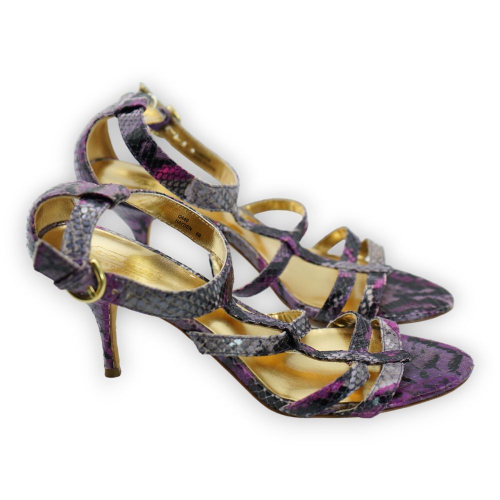 COACH Shoes Purple/Pink Python Strappy‎ Heels Size 6B Women's - Picture 2 of 12